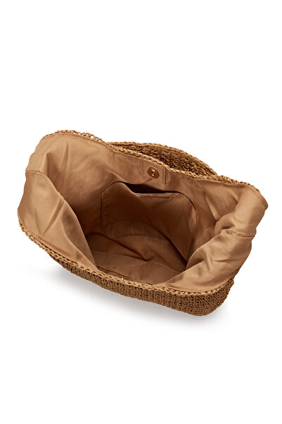 Derimod Γυναικεία Μπεζ Ψάθινη Τσάντα ώμου 25SBD2440M7