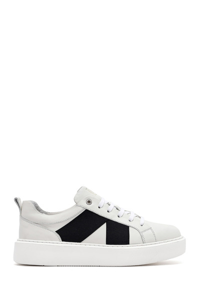 Derimod Erkek Beyaz Bağcıklı Kalın Tabanlı Deri Sneaker 25SFD654318