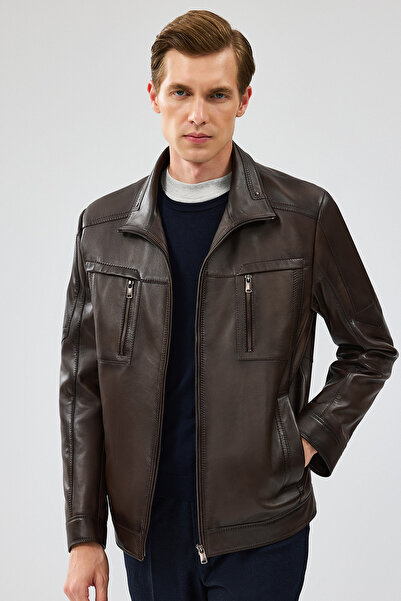 Derimod Hugo Erkek Vizon Deri Ceket 24WGE654047