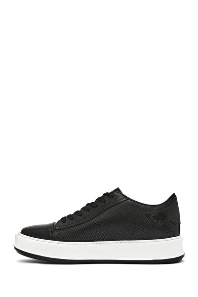 Derimod Men's Black Lace-Up Thick Soled Leather Sneaker 25Sfd 610618