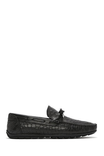 Derimod Pantofi pentru bărbați din piele naturală cu model de crocodil negru, pantofi casual, pantofi de zi cu zi 25SFD7544E3