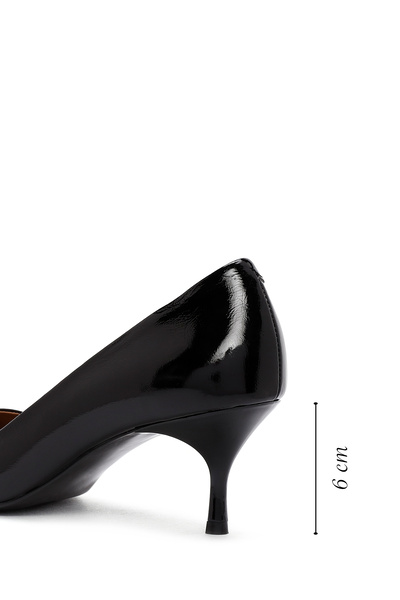 Derimod Women's Black Thin Heeled Leather Heeled Shoes Stiletto Genuine Leather Evening Dress Shoes