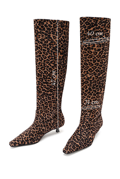 Derimod Γυναικείες μπότες από δέρμα σουέτ με λεπτό τακούνι Leopard 24WFD142410