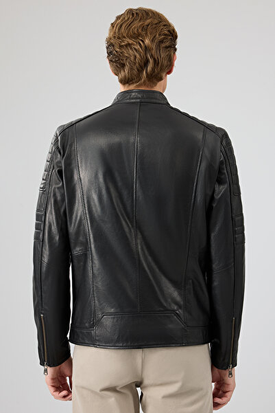 Derimod Morant Erkek Siyah Hakim Yaka Deri Ceket 24WGF6554VE