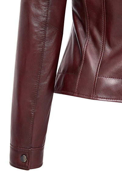 Derimod Marlyn Kadın Bordo Deri Ceket 24WGE513347