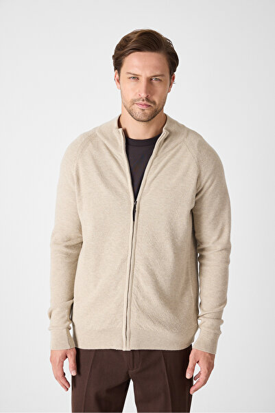 Frappoli Ανδρικό μπεζ ιταλικό αθλητικό ζακέτα-μπουφάν με φερμουάρ Polev