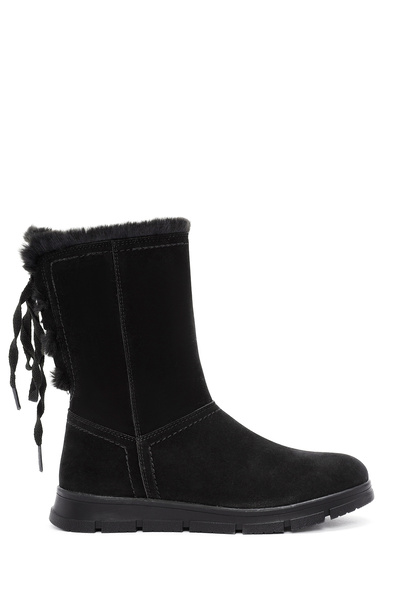 Derimod Kadın Siyah Fermuarlı Süet Bot 24WFE252510