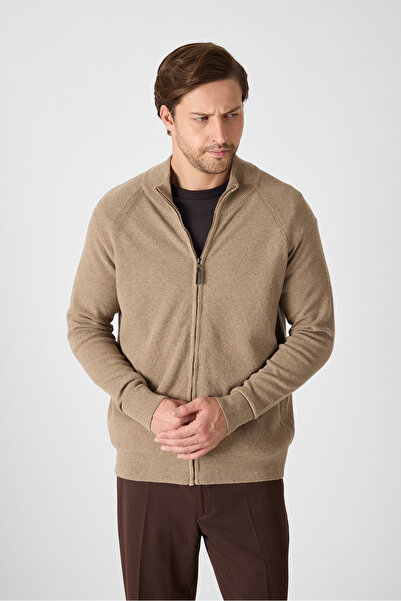 Frappoli Polev Men's Mink Italian Raglan Nopen Full Zipper Sports Cardigan-Jacket
