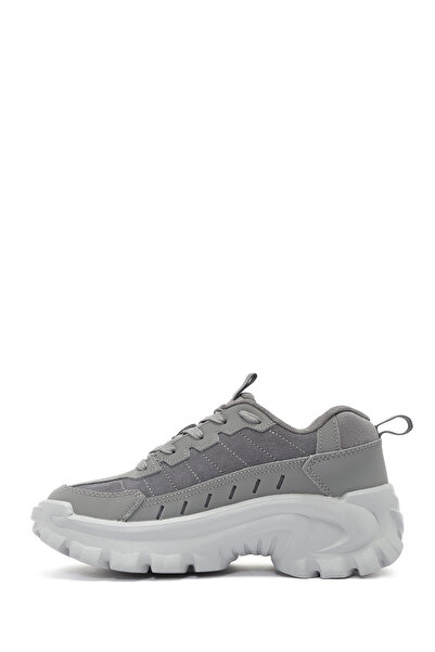 Caterpillar Men's Gray Intruder Essential Lace-Up Thick Sole Leather Sneaker 015m101412