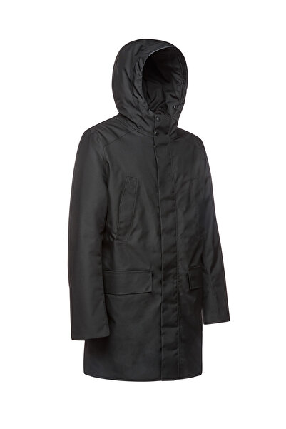 Geox Men's Black Clintford Zip Hooded Long Coat M4621Dt3134F9000