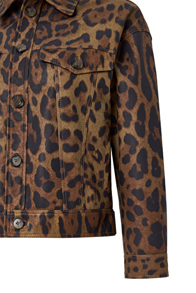 Derimod Valenza Kadın Kahverengi Leopar Desenli Deri Ceket 24WGD5276W2