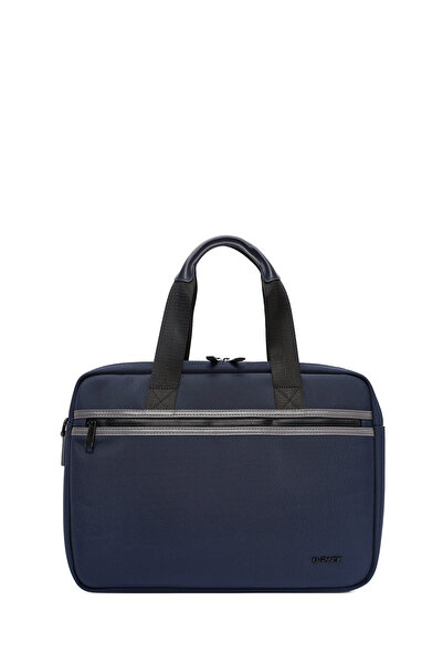 Derimod D-Pack Men's Navy Blue Long Strap Fabric Briefcase 24Wbd30146F