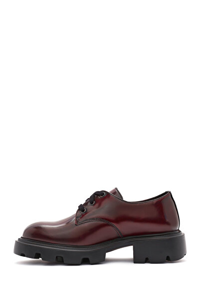 Derimod Women's Burgundy Lace-Up Leather Oxford Shoes 24Wfd 236422