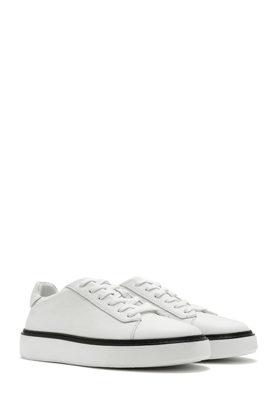 Derimod Erkek Beyaz Bağcıklı Kalın Tabanlı Deri Sneaker 25SFD6124FT