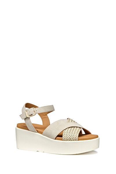 Geox Women's Beige D Xand 2.2S a - Suede Buckle Wedge Heeled Shoes Leather Sandals D55M1B00022C6738