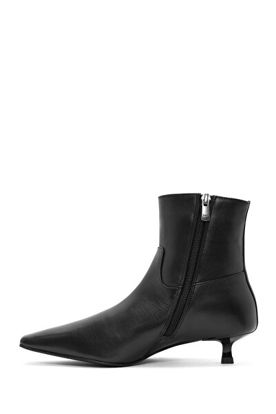 Derimod Жіночі чорні шкіряні черевики на тонкому каблуці з блискавкою 24WFD142318