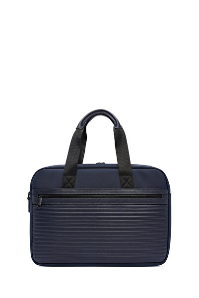 Derimod D-Pack Men's Navy Blue Long Strap Fabric Briefcase 24Wbd30146F