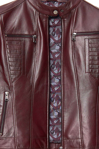 Derimod Marlyn Kadın Bordo Deri Ceket 24WGE513347