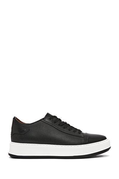 Derimod Men's Black Lace-Up Thick Soled Leather Sneaker 25Sfd 610618