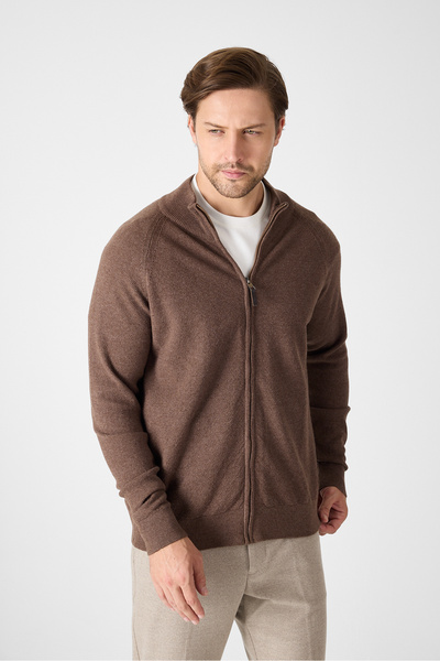 Frappoli Polev Men's Coffee Italian Raglan Nopenli Full Zipper Sports Cardigan-Jacket