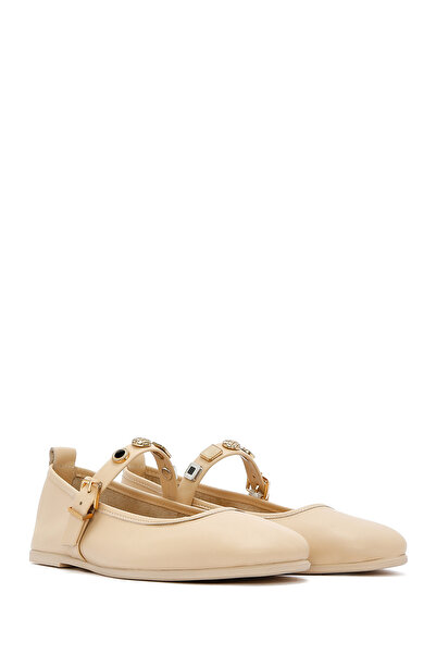 Derimod Women's Cream Buckle Genuine Leather Shoes, Summer Shoes 25Sfd201918