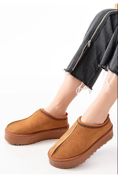 meefshoes Γυναικείες γούνινες παντόφλες με χοντρή σόλα