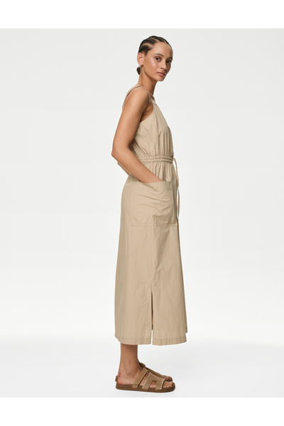 Marks & Spencer Saf Pamuklu Midi Utility Elbise