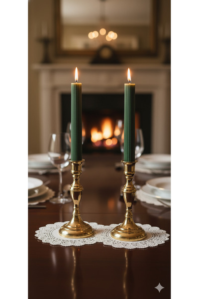 Gizemli Home 2 Li Yeşil Antik Sütun Şamdan Mum