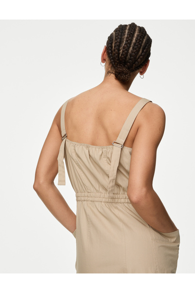 Marks & Spencer Saf Pamuklu Midi Utility Elbise