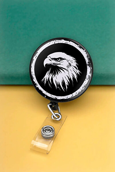 Apptakı Kara Kartal Metal Buton Yoyo Yaka Kartığı Kart Tutucu Yoyo Kartlık - ...