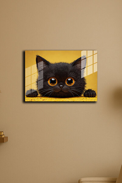 EABASKI Poster metalic Sweet pisică " cu imprimeu " cadou pentru bărbat, tabl...