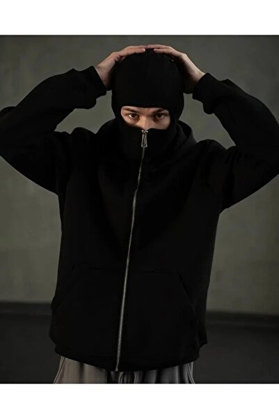 ship master Ninja Maskeli Unisex Polar Sweatshirt – Kalın 2 İplik Kumaş, Kapüşonlu Sıcak Hırka