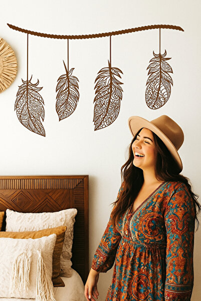 Kt Grup ملصق حائط بوهيمي بريش الطيور لغرفة المعيشة والمدخل وغرفة النوم