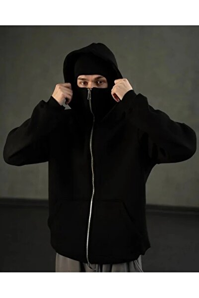 ship master Ninja Maskeli Unisex Polar Sweatshirt – Kalın 2 İplik Kumaş, Kapüşonlu Sıcak Hırka