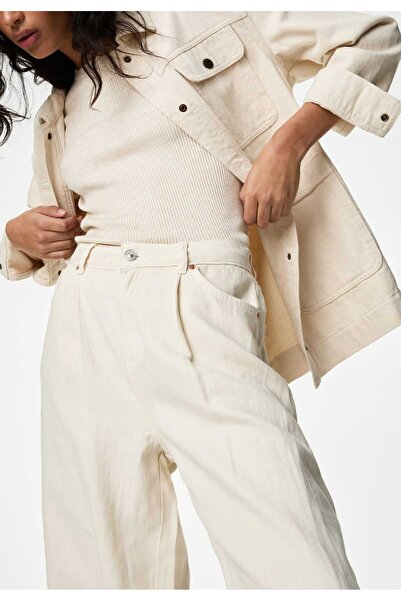 Marks & Spencer Yüksek Bel Wide Leg Keten Jean Pantolon