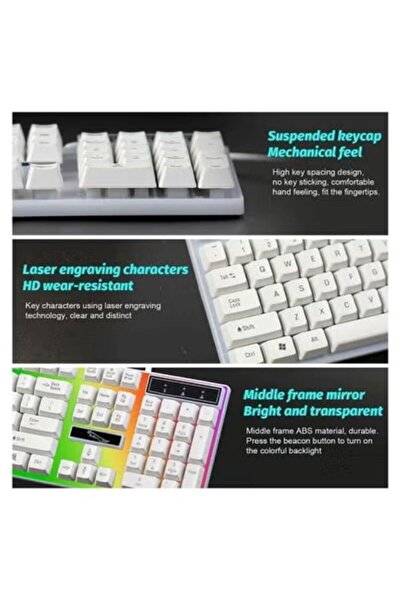 huitich لوحة مفاتيح RGB G21 سلكية للألعاب بمنفذ USB وملمس ميكانيكي ولوحة مفاتيح كمبيوتر محمول بإضاءة خلفية ملونة