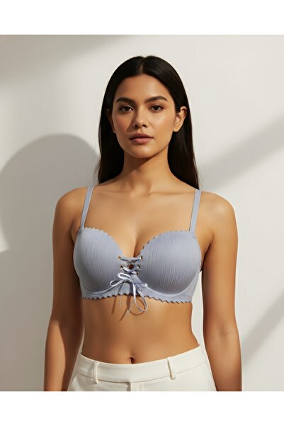 UMT Underwear UMT Lazer Kesim Dikişsiz Sütyen – İp Detaylı & Önden Bağlamalı- B cup