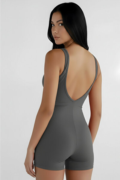 Thestiluxe Deep Back Low-Cut Strap Recovery Sport Shorts Jumpsuit