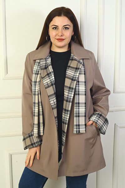 By Saygı Дамски тренч с двуредно ревер и скрити предни джобове с копчета