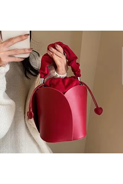 ARONA حقيبة دلو حمراء أنيقة