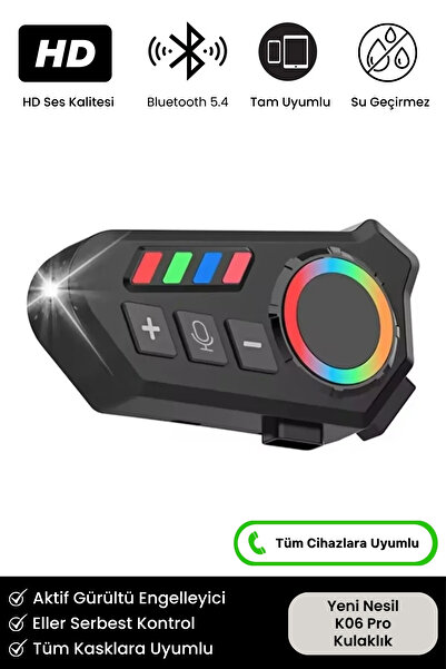 Noriyen Yeni Nesil Motosiklet Kask Interkom Mikrofonlu Gürültü Engelleyici K06 Bluetooth Kulaklık