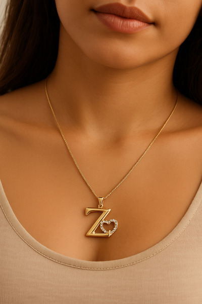 XUPING JEWELRY Melekcehobi Takı Xuping Marka Rose Gold Z Harf Kolye