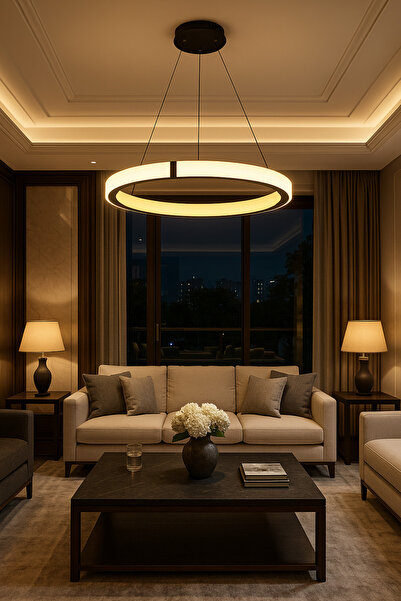 qwell ثريا حديثة 3 ألوان إضاءة مقاس 80 سم