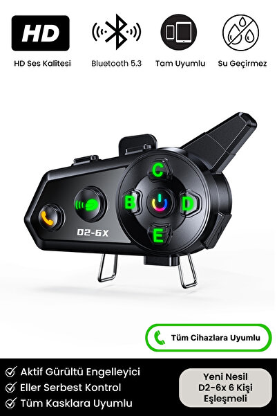 Noriyen Yeni Nesil Motosiklet Kask D2-6X 6 Bağl. Interkom Mikrofonlu Gürültü ...