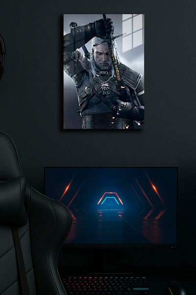 EABASKI Poster metalic 2 din seria "The Witcher" cu imprimeu cu ilustrație, c...