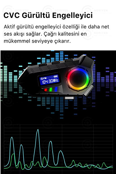 Noriyen Yeni Nesil Motosiklet Kask Interkom Mikrofonlu Gürültü Engelleyici Y30 Bluetooth Kulaklık