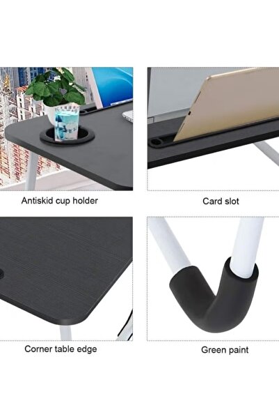 huitich Wood Laptop Desk with Drawer, Cup Holder, and Tablet Stand