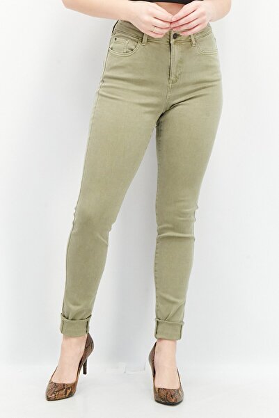 Esprit Women Regular Fit Solid Stretchable Woven 30 Length Jeans, Olive