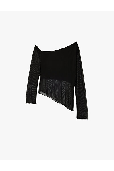 Koton Μακρυμάνικο μπλουζάκι από τούλι με ασύμμετρη επένδυση