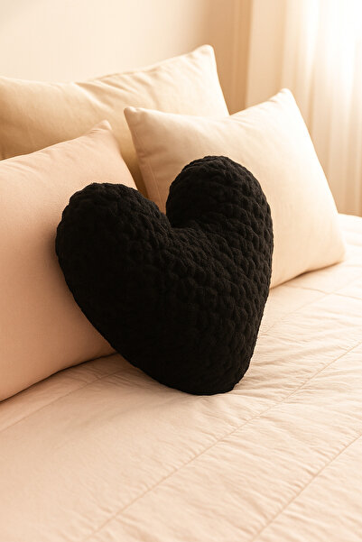 NURDAY Romantic Heart Pillow - Valentine's Day Black Heart Pillow - Modern and Elegant for Gift and Decoration